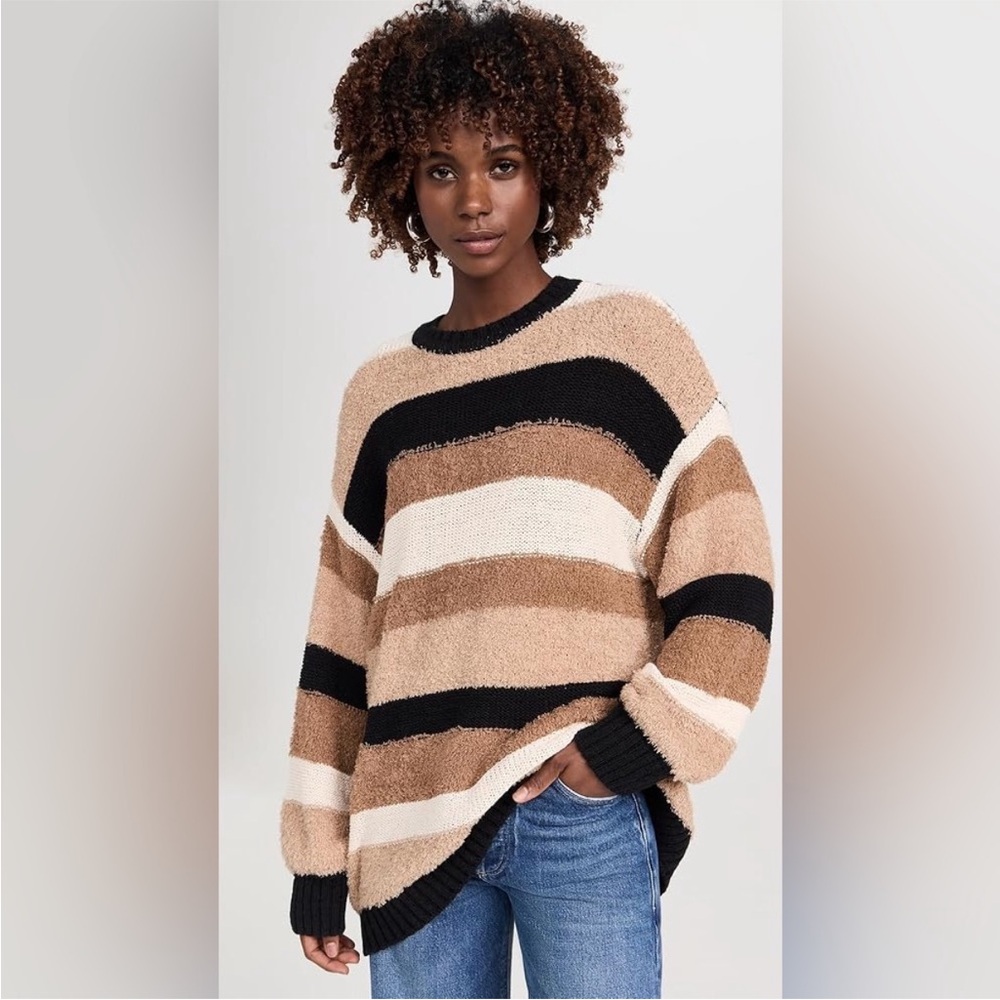 NWT show me your mumu Timothy tunic sweater Striped oversized Crewneck Sweater
